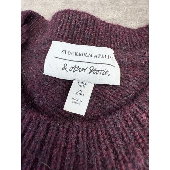 & Other Stories Plum Burgundy Wool Alpaca Blend Crewneck Sweater Medium - Picture 10 of 11
